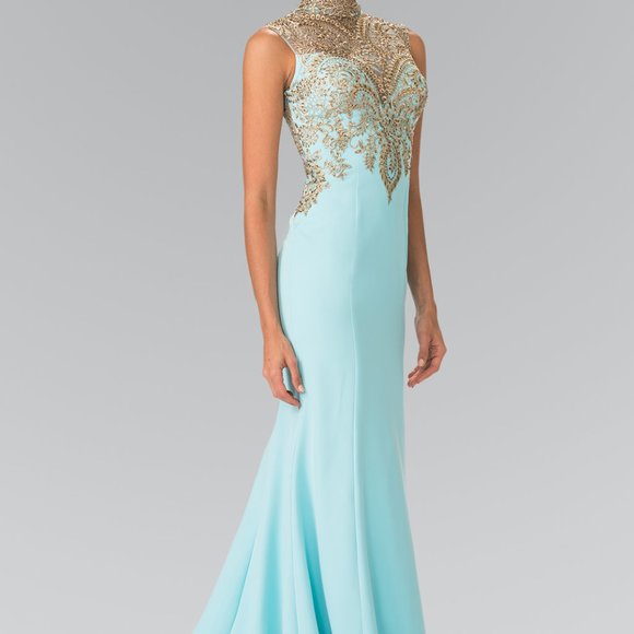 High-Neck Jersey Long Dress - GSGL2322